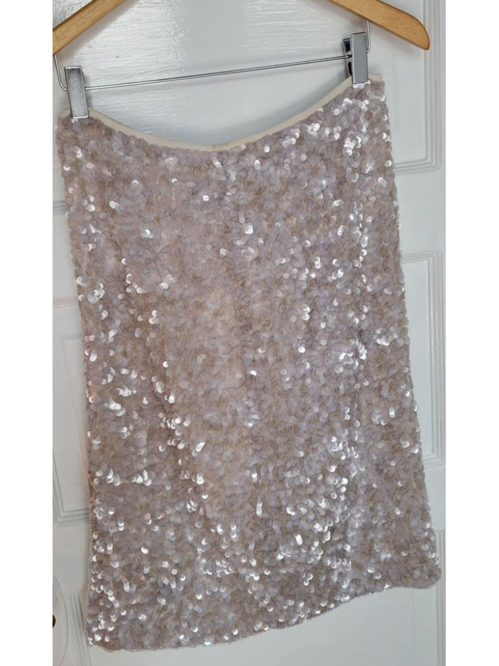 Emma Black Cream Sequin Silk Pencil Skirt Size 6 NWT